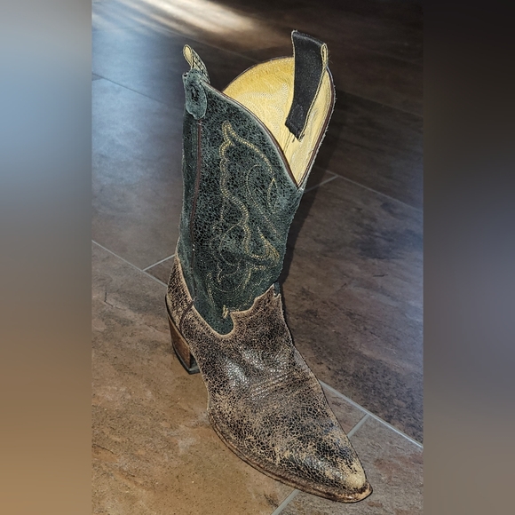 Justin Boots Black and Brown Western Boots Size 8.5 B - Picture 7 of 9